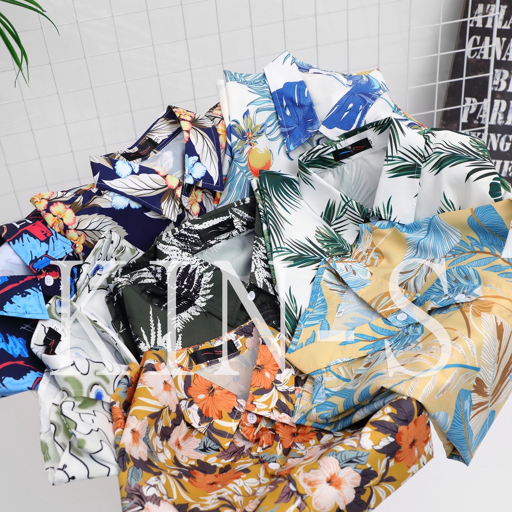 Áo Sơ Mi Nam Tay Ngắn Họa Tiết Hawaii Thời Trang