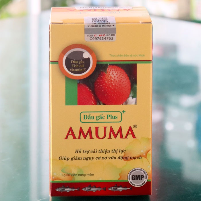 Dầu gấc Plus Amuma – Hỗ trợ bổ sung Omega 3 giúp sáng mắt, tăng cường thị lực (Hộp 60 viên)