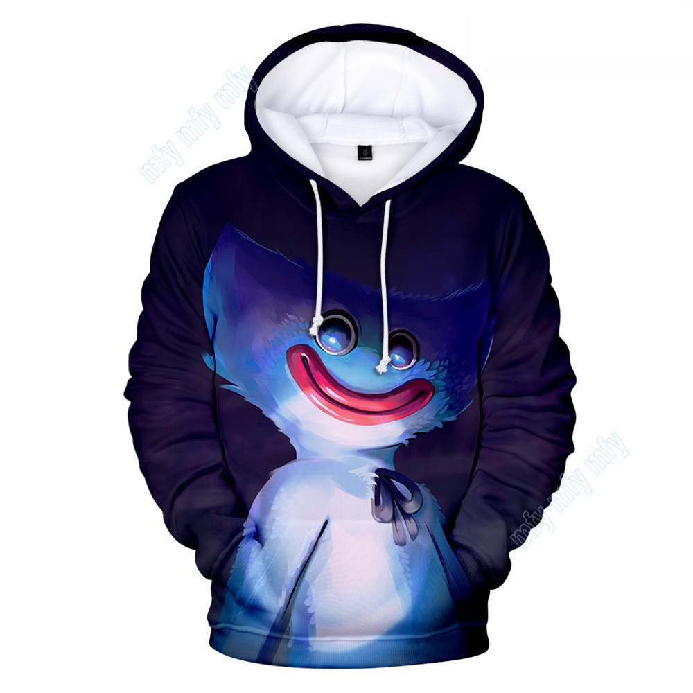 Áo hoodie in hình nhân vật Huggy Wuggy trong Poppy Playtime vải mỏng dành cho bé trai và bé gái mặc ra ngoài