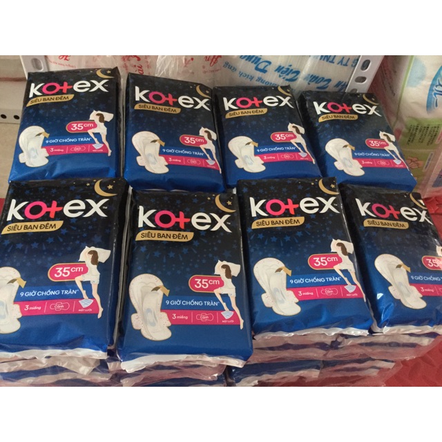 Set 8 gói Băng vệ sinh ban đêm Kotex 35cm-gói 3 miếng