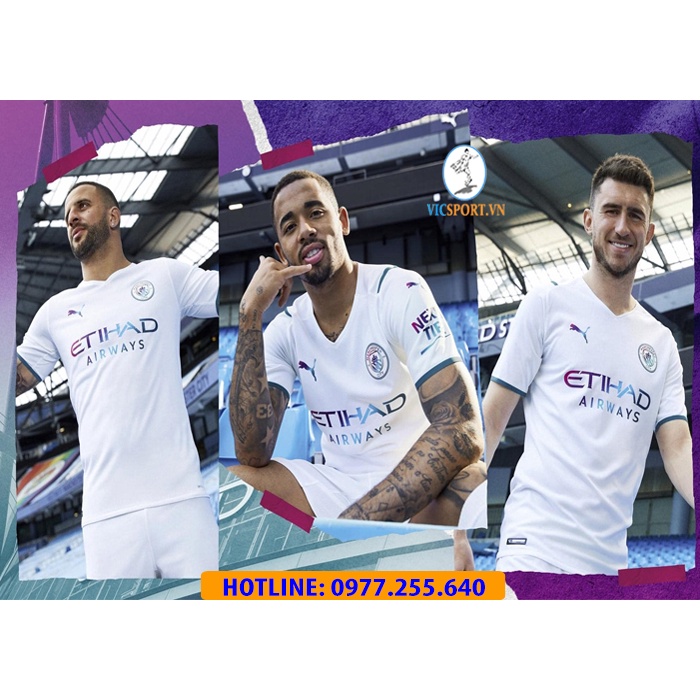 Quần Áo Bóng Đá CLB Manchester City Trắng 2021-2022- Hàng Thái Lan - Vải Mè Cao Cấp - Vicsport