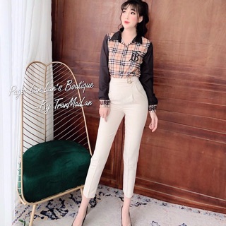 Áo somi sọc kẻ bbr phối sang chảnh cá tính