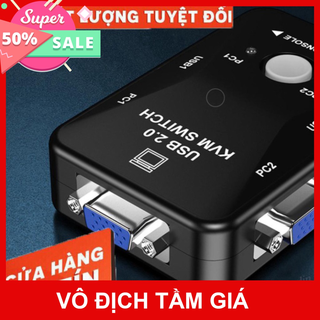 [Giá Sốc] Bộ chia KVM Switch USB 1-2 USB 2.0 Đèn Báo Tín Hiệu