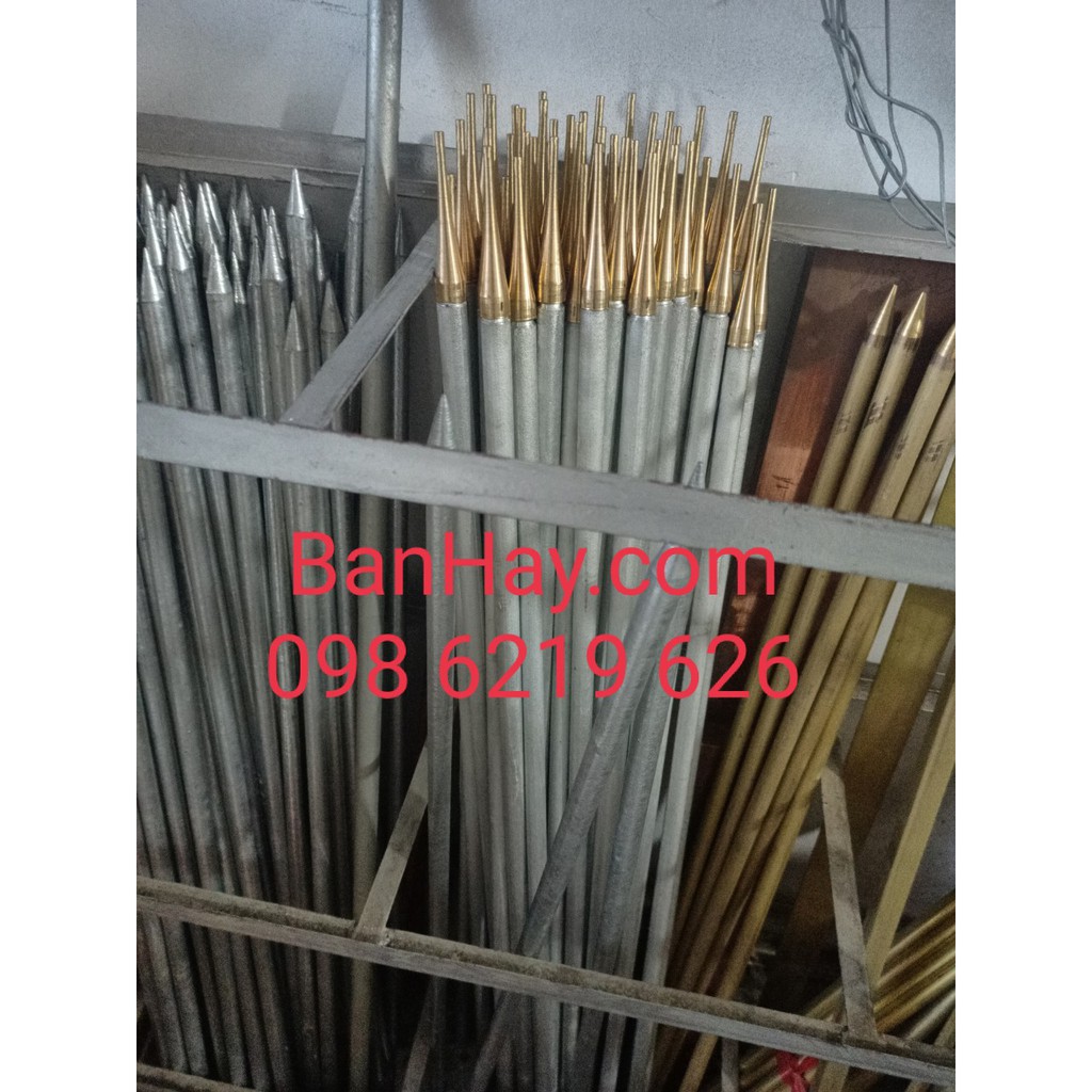 Kim thu sét mạ kẽm đầu đồng D16 dài 1m