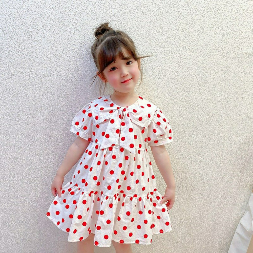 Váy bé gái - Váy chấm bi 2 tầng cao cấp siêu xinh cho bé gái từ 1-5 Tuổi