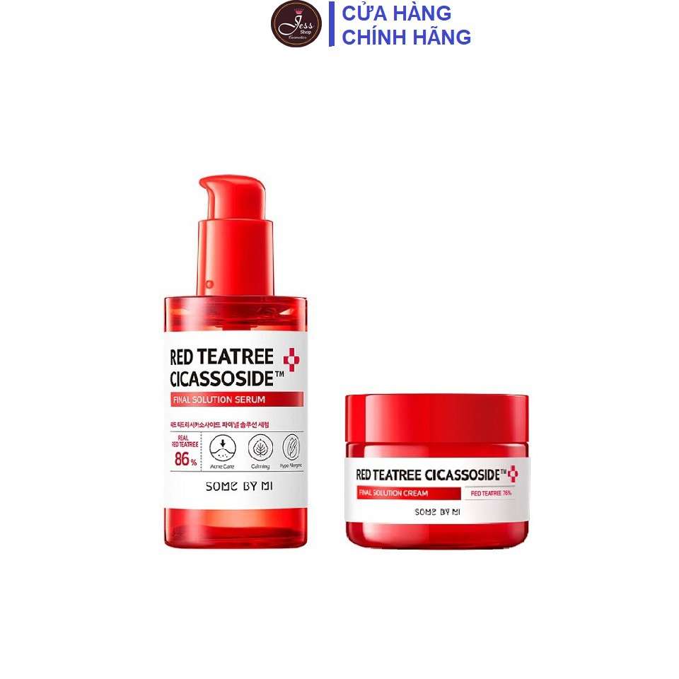 Combo 2 Sản Phẩm Giảm Mụn Cho Da Nhạy Cảm Some By Mi Red Tea Tree Cicassoside Final Solution (Serum + Kem)