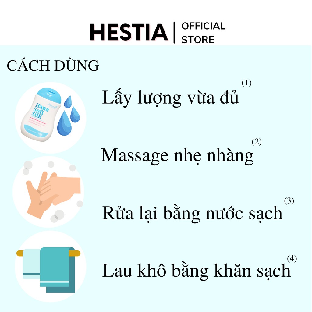 Dung dịch vệ sinh phụ nữ Hana Soft Silk Hanayuki 150g sạch khuẩn thơm mát ngừa viêm nhiễm chăm sóc sắc đẹp Hestia