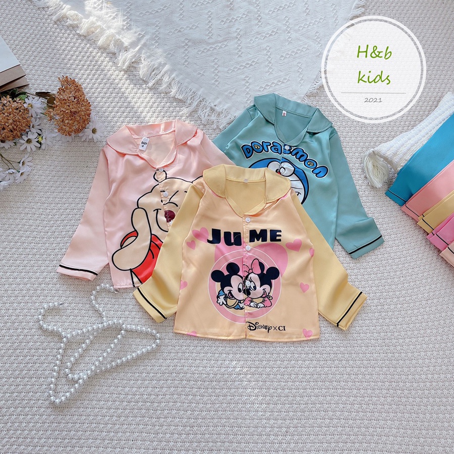 [12 -26 kg ] [ Mã Độc Quyền ] Bộ Mặc Nhà dài tay cao cấp Pijama Lụa 3D Cao Cấp Cho Bé