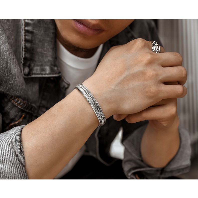 Vòng Tay Mạ Bạc 925 Phong Cách Retro Cổ Điển Dành Cho Nam