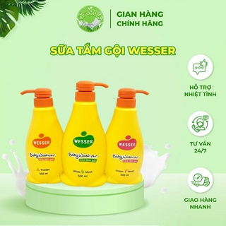 Sữa Tắm Gội Wesser 2 In 1 500ml - 200ml dành cho bé- Chiết xuất từ thiên nhiên, không cay mắt - SONMILK