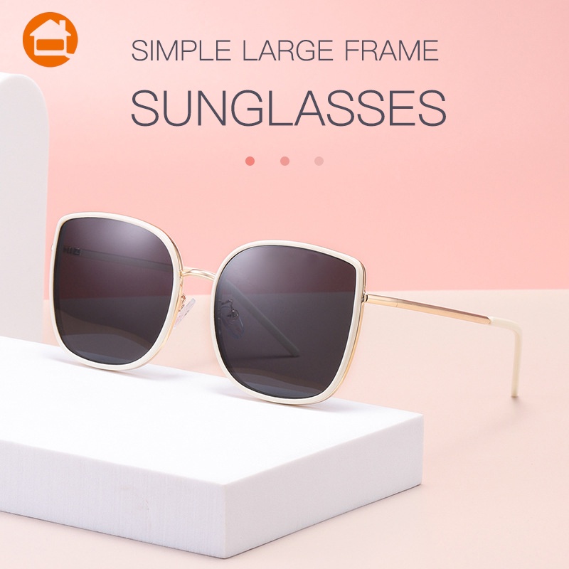 Kính Râm Gọng Kim Loại Dáng Vuông Chống Tia Uv Thời Trang Cho Nữ