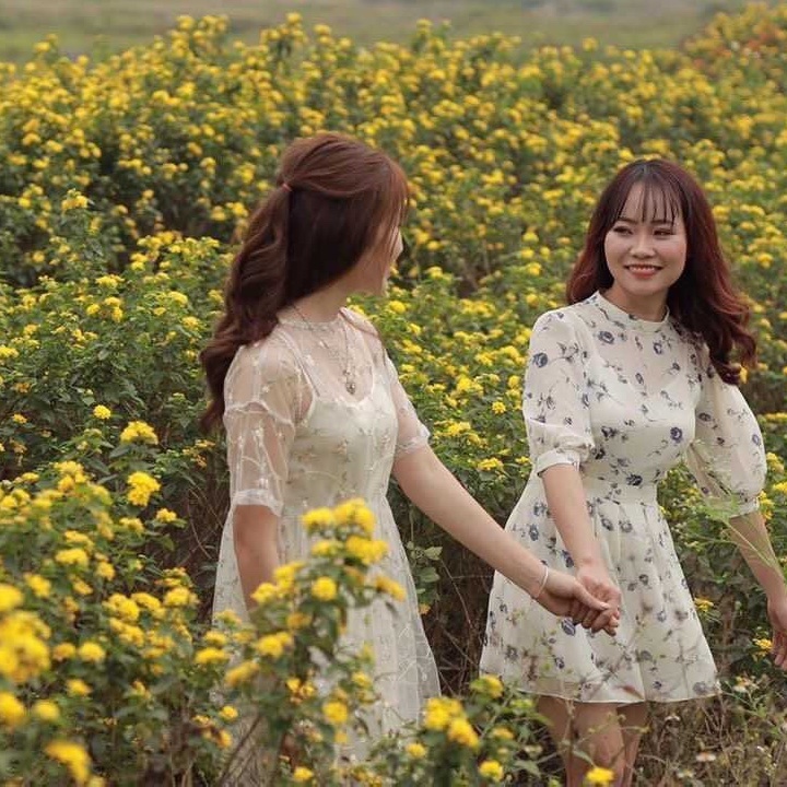 Váy hoa voan xanh Minty Mayberoom