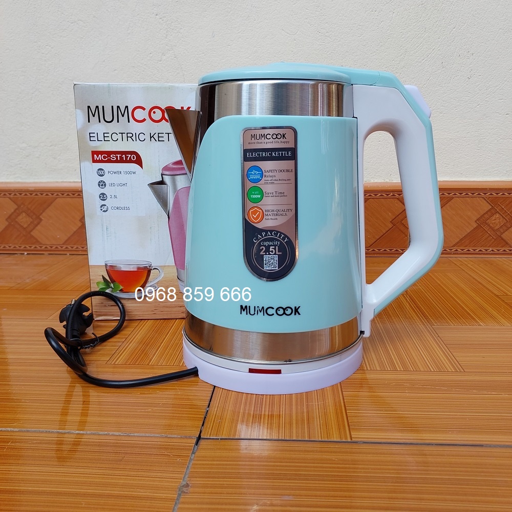 Ấm Siêu Tốc Thủy Tinh Thiết Kế Hiện Đại Tiêu Chuẩn Châu Âu - Bình Siêu Tốc 2.0L có đèn led ,tự ngắt khi sôi