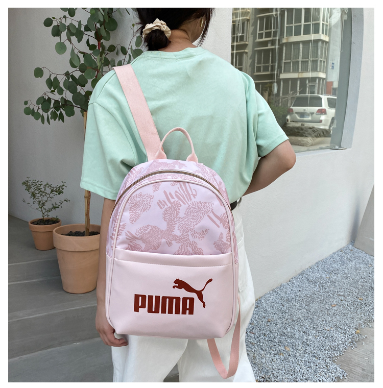 Puma 2021 New Bag Sport and Casual  Mini Backpack Unisex Pink/Black(Size:33*24.5*12cm)