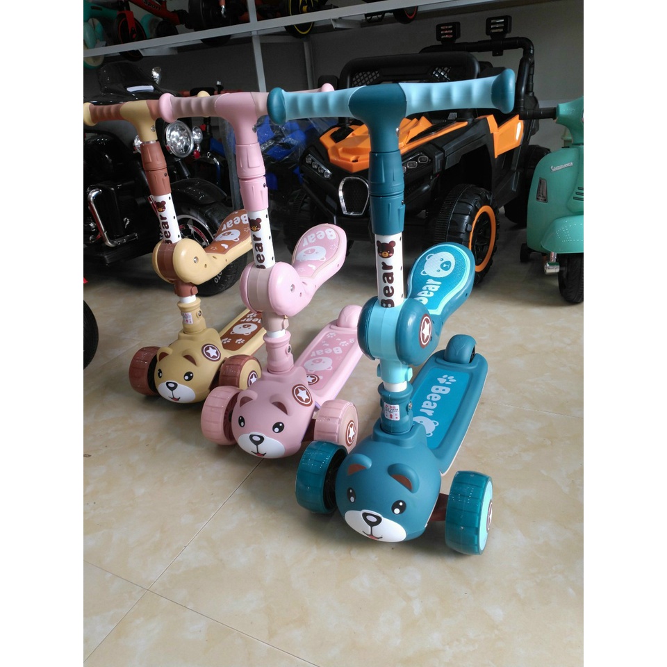 [Bảo hành 13 tháng] Xe trượt scooter cho bé, Xe chòi chân trẻ em cao cấp hình gấu