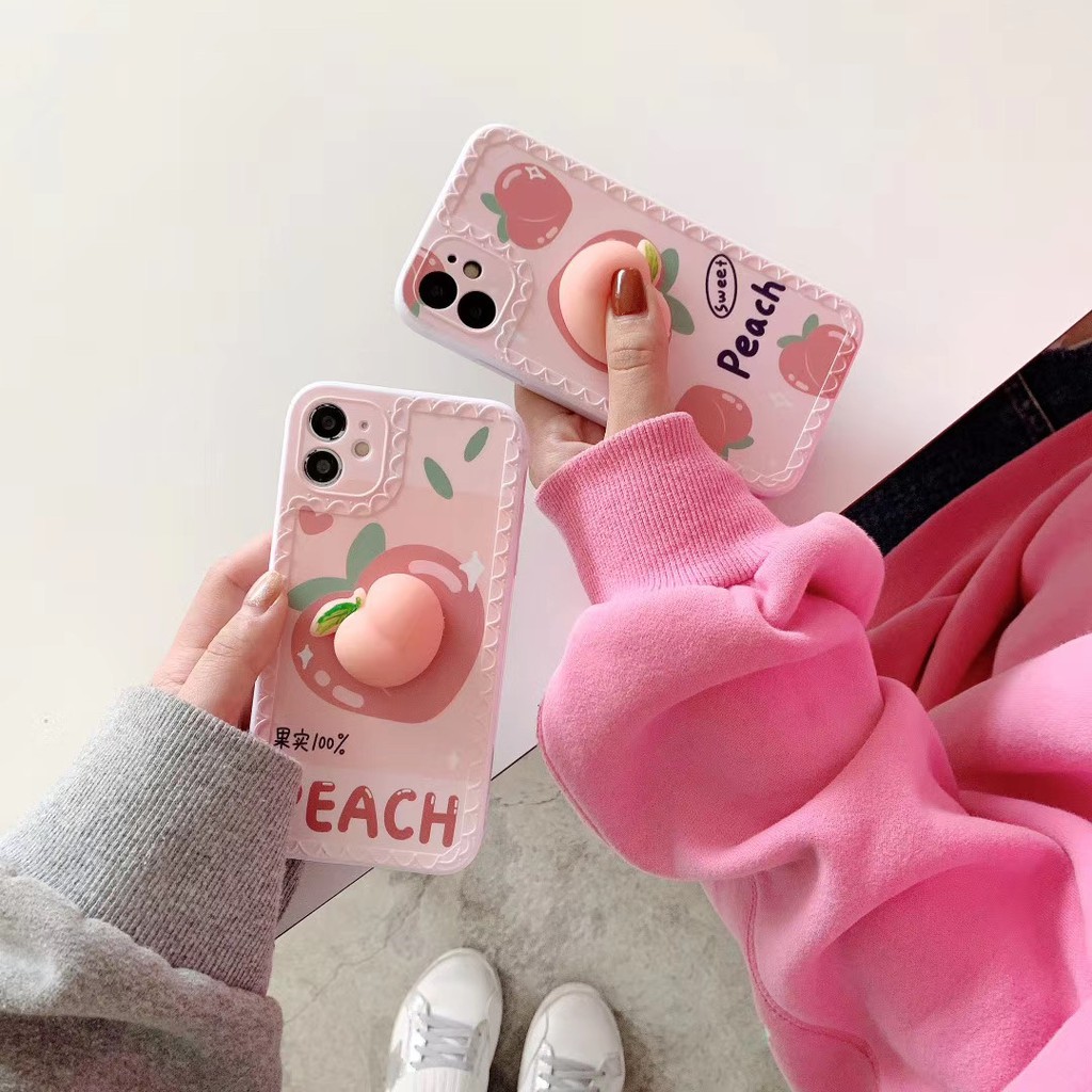 Ốp điện thoại mềm hình quả đào cho Iphone 7 8 Se2020 7plus 8plus Ix Xr Xsmax 11 Pro Promax 12 12mini Pro Promax | BigBuy360 - bigbuy360.vn