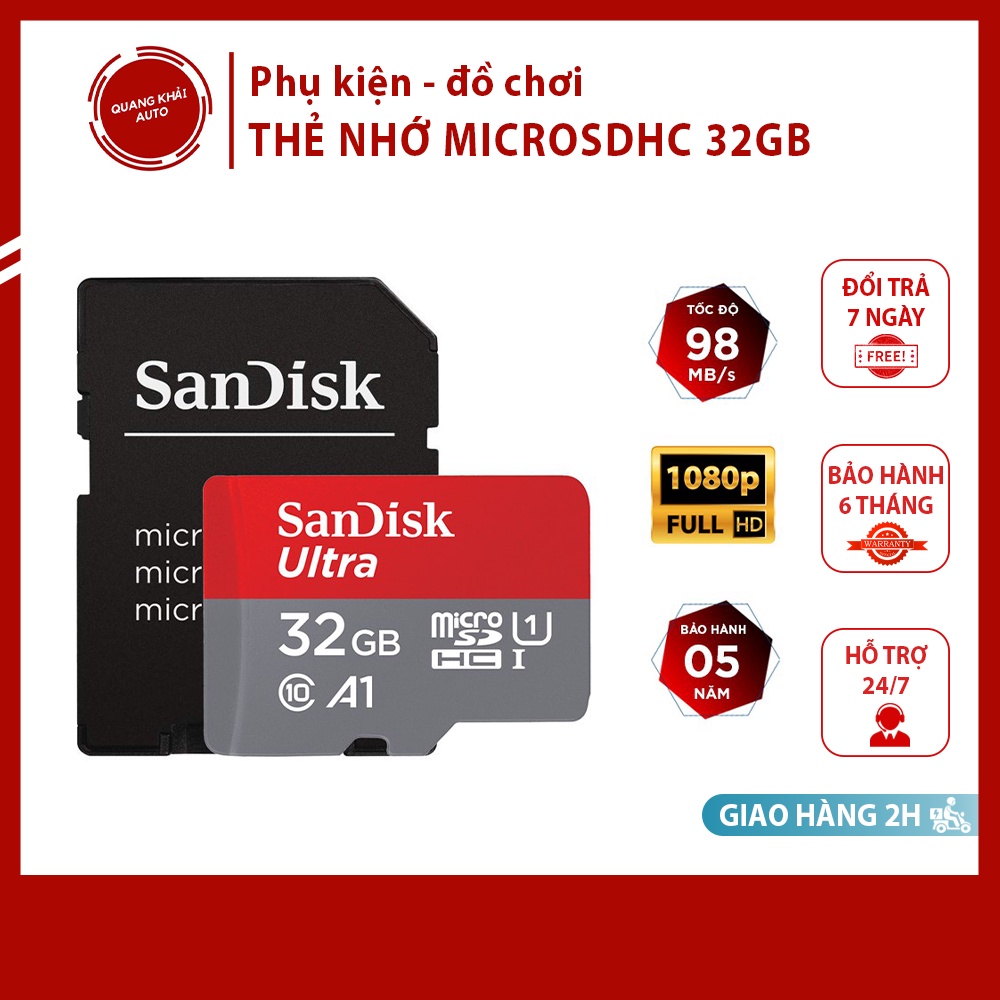 Thẻ nhớ MicroSDHC 32GB SanDisk Ultra Class 10 667x 100MB/s Chuyên Dụng Cho Camera Hành Trình