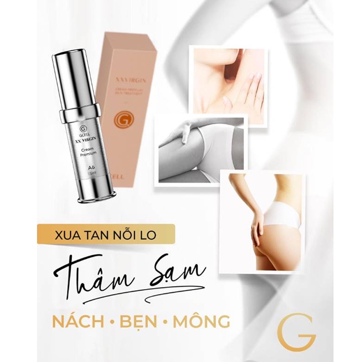 Kem Giảm Thâm Nách, Mông, Bẹn Gcell XXVIRGIN A6, Kem Khử Thâm Giúp Loại Bỏ Vùng Da Thâm Sạm Lọ 5ml