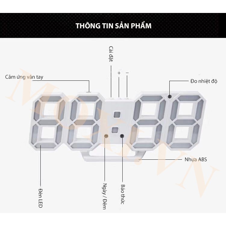 [ Tặng Cóc, Dây Sạc & Móc Treo ] Đồng hồ LED 3D treo tường, để bàn phong cách Hàn Quốc sáng đẹp decor phòng ngủ | BigBuy360 - bigbuy360.vn