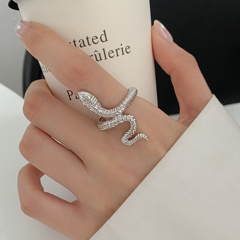 Nhẫn Hình Rắn Thiết Kế Có Thể Điều Chỉnh Phong Cách Punk Hip Hop