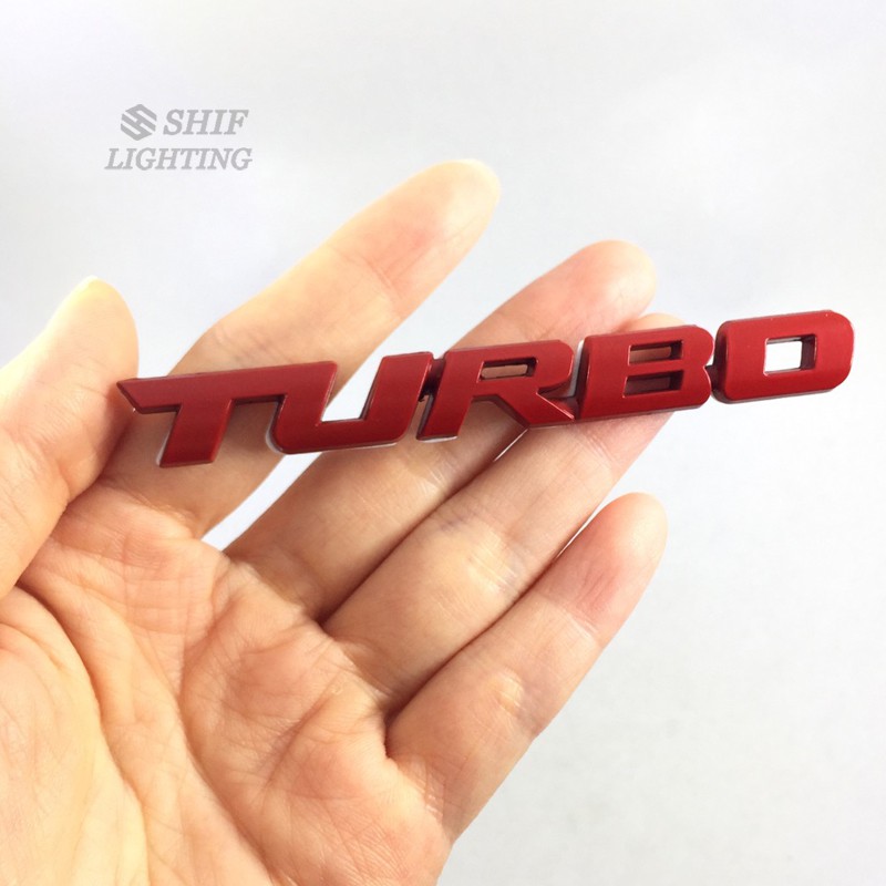 Logo " turbo " bằng kim loại dán trang trí xe hơi