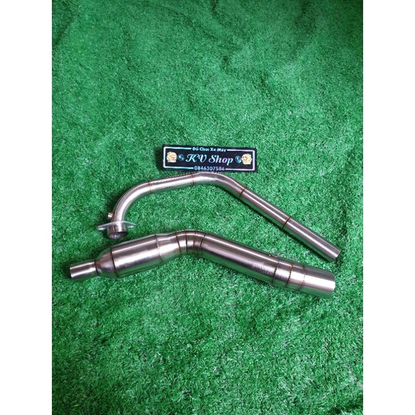 Cổ pô GSX150 bầu tổ ong 2 khúc inox 304