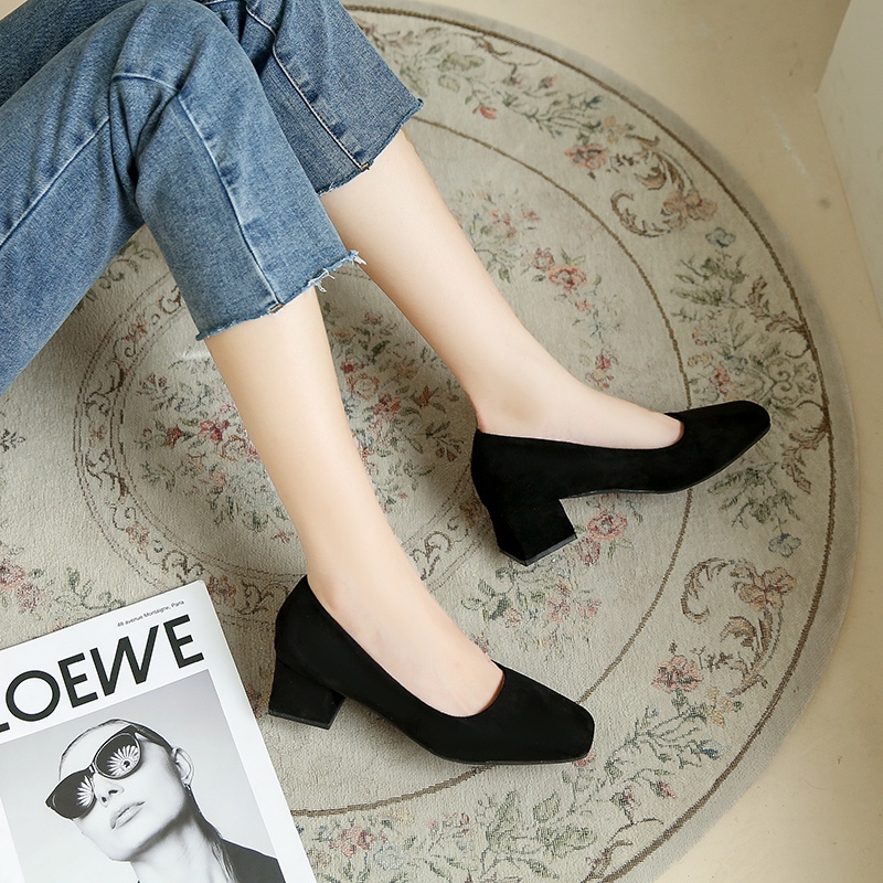 Giày Cao Gót Da Mũi Vuông Thời Trang Cho Nữ