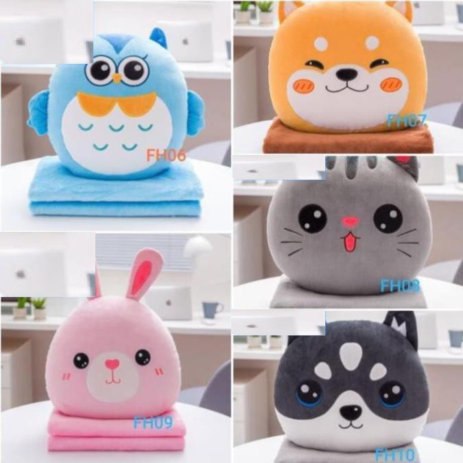 Chăn Kèm Gối Văn Phòng, Công Sở, Du Lịch Đáng Yêu văn phòng hình thú tròn siêu đáng yêu  -  PANDA SHOP RẺ