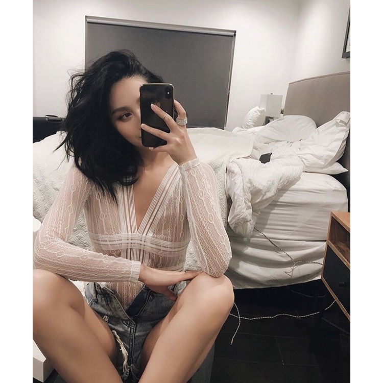 Áo Dài Tay Nữ Jumpsuit Sexy Ren Quyến Rũ Mềm Mịn Ôm Body | BigBuy360 - bigbuy360.vn