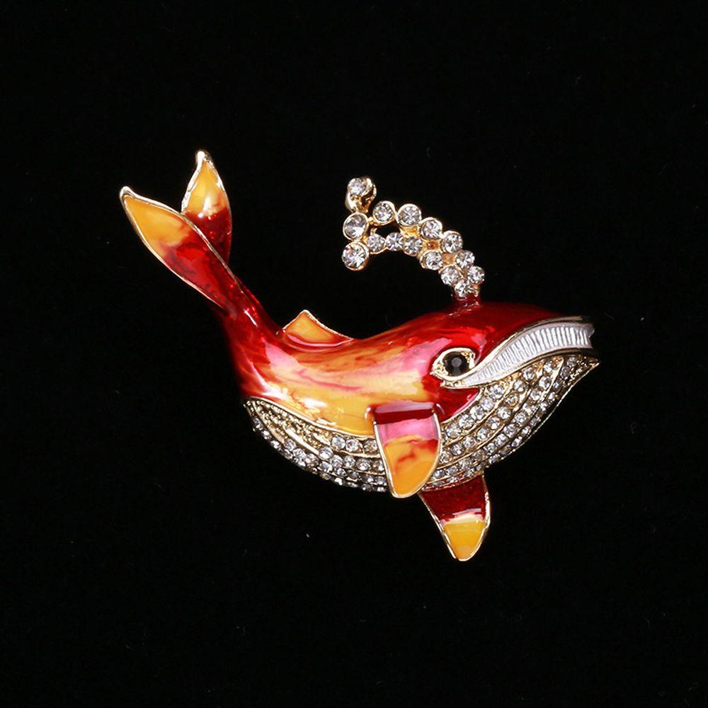 JARRED Ghim Cài Áo Hình Cá Voi Tráng Men Đính Đá Phong Cách Hàn Quốc