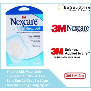 Băng Keo Cá Nhân Chống Nước Kháng Khuẩn Có Gạc Nexcare 3M 8 x 10cm