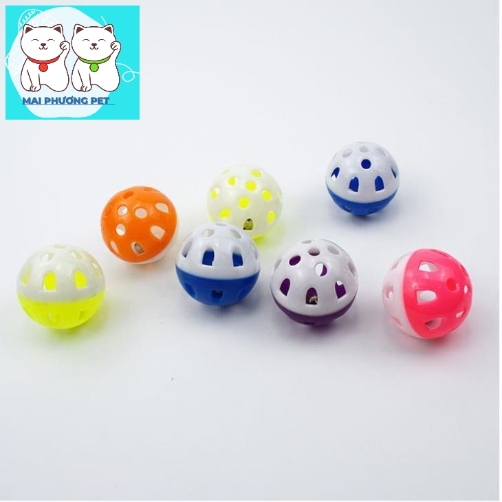 Đồ chơi bóng cho mèo lục lạc dễ thương | Banh nhựa mini cho mèo chơi xả stress, tăng cường vận động