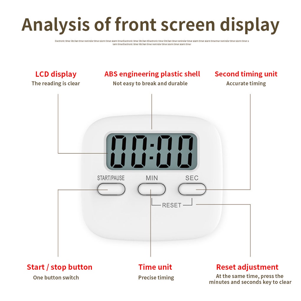 [CHOO] Kitchen Timer Cooking Baking LCD Display Countdown Student Lab Digital Timer Home Kitchen Gadget