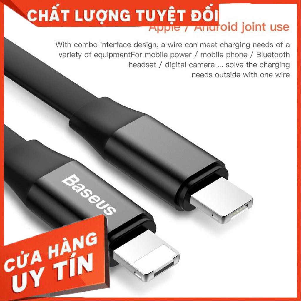 Dây cáp sạc 2 trong 1 Lightning / MicroUSB Baseus Two in One 23cm dây dẹt