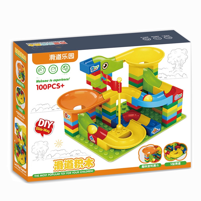 Đồ chơi lắp ráp Lego cầu trượt thả bóng, thả bi loại size lớn, đồ chơi xếp hình rèn luyện tư duy