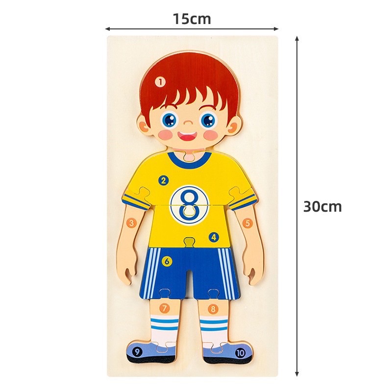 Ghép hình gỗ size to loại cao cấp chủ đề nghề nghiệp, ghép nối số cho bé từ 1-10 chủ đề nghề nghiệp size đại