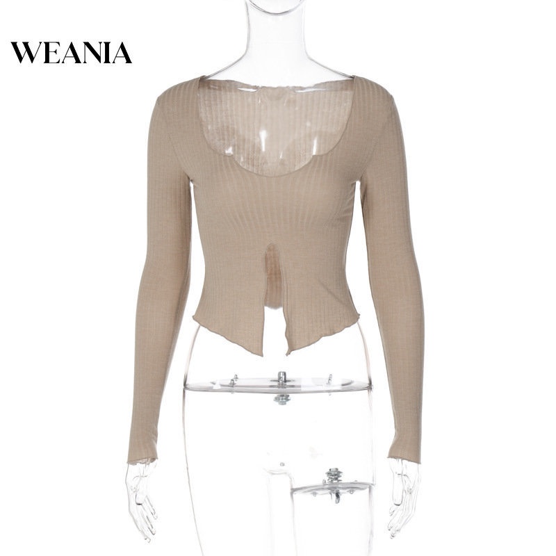 Áo Thun Tay Dài Phối Bèo Thiết Kế Xẻ Quyến Rũ