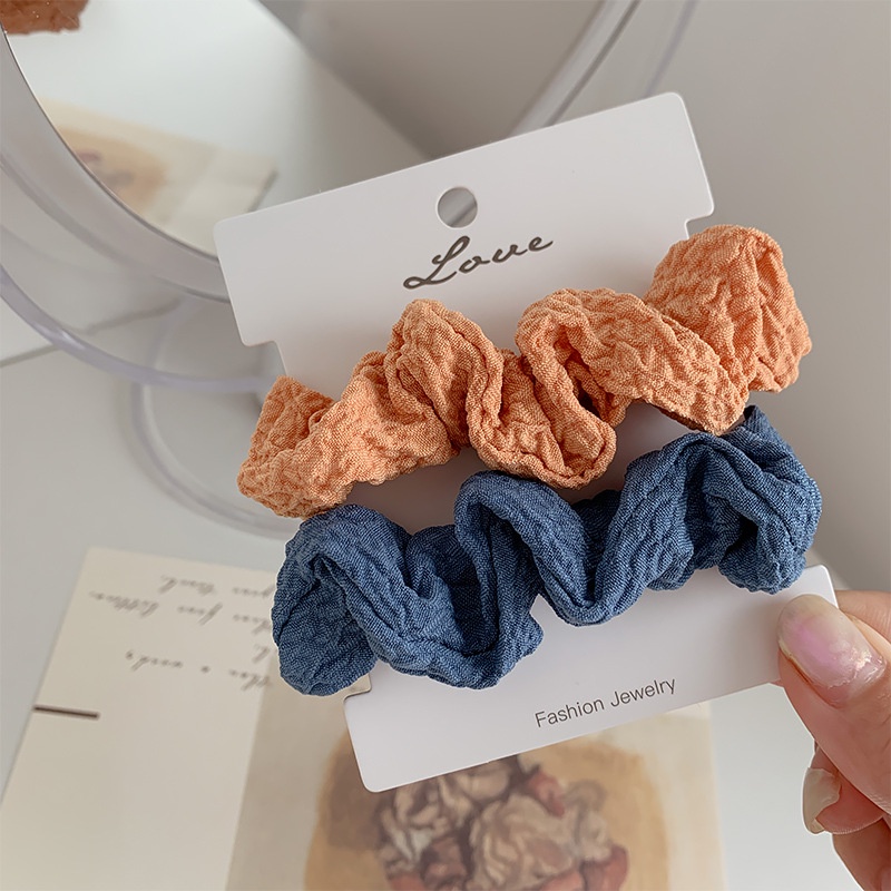 Bộ 2 Dây Buộc Tóc Cao Su Xếp Ly Phong Cách Ins Ngọt Ngào Cho Nữ