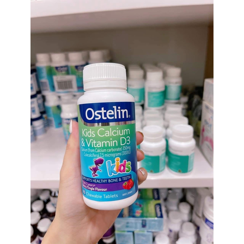 Viên Canxi và Vitamin D3 Ostelin [CHÍNH HÃNG ÚC] 90 viên khủng long cho bé trên 2 tuổi