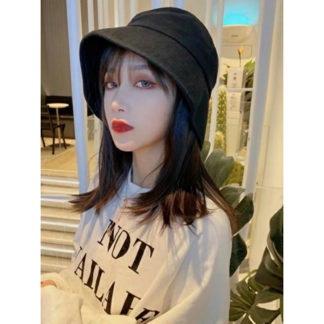 Tóc mũ vành thẳng 45cm 💄freeship 50k💄 tóc dính mũ sẵn cao cấp