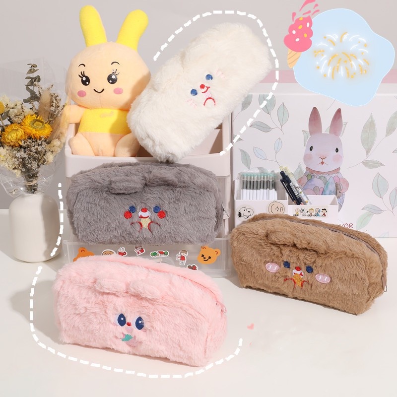 Túi Đựng Bút Cỡ Lớn Thêu Họa Tiết Hoạt Hình Nhồi Bông Xinh Xắn