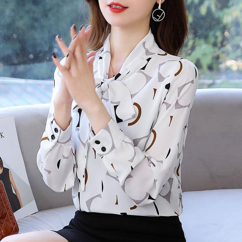 Váy mùa hè cho bà mẹ trung niên mới Áo sơ mi voan nữ 2021 phong cách mới mùa thu áo sơ mi nữ tay dài mùa xuân và Áo sơ m