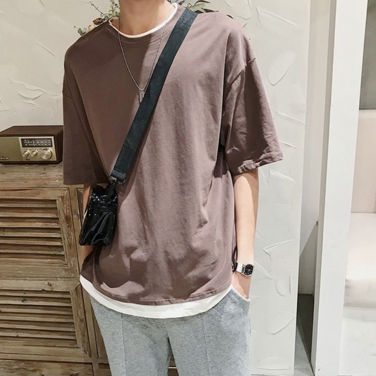 Áo Phông Tay Lỡ Phối Layout Unisex Cho Cả Nam Và Nữ Vải Cotton Đẹp Và Thoáng Mát | BigBuy360 - bigbuy360.vn