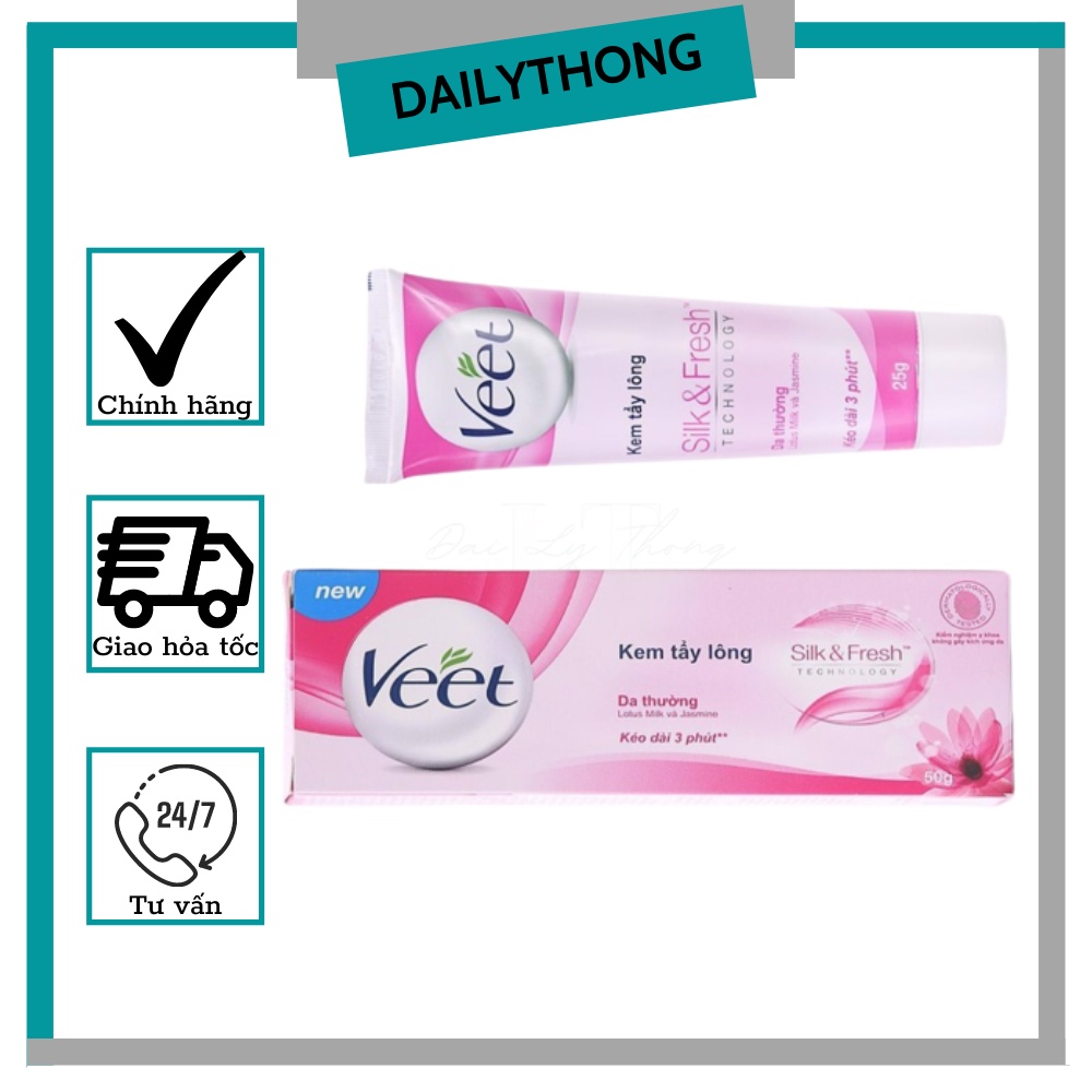 Kem tẩy lông Veet Silk &amp; Fresh Technology dành cho da thường (100g)