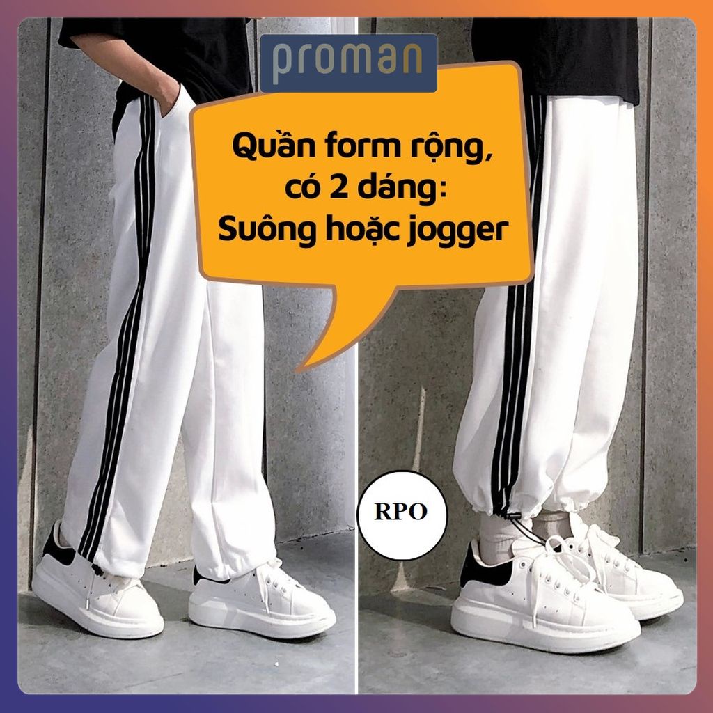 Quần Jogger ống rộng nam nữ nỉ cao cấp, Quần ống rộng nam nữ Jogger trẻ trung cá tính JO02 PROMAN