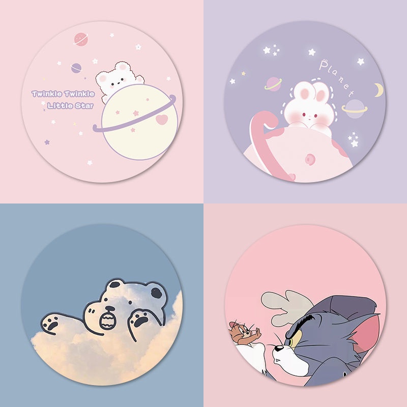 Tấm Lót Chuột Và Bàn Phím Chống Trượt Hình Tròn Họa Tiết Hoạt Hình Dễ Thương