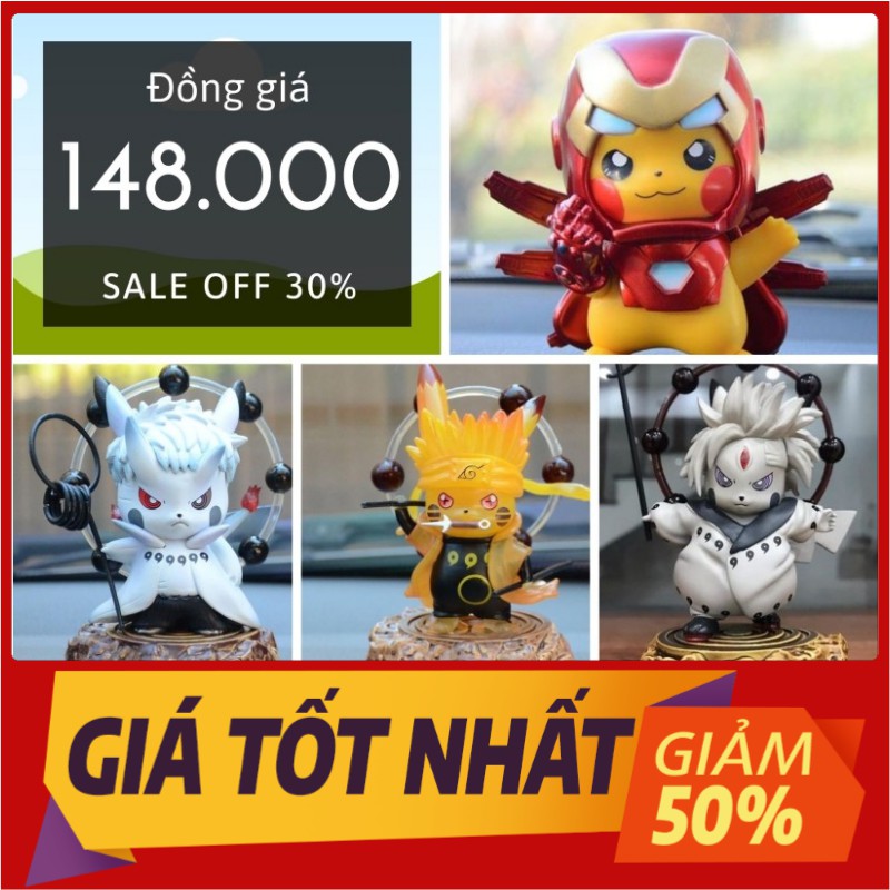 Mô hình Naruto Pikachu cute trang trí bàn làm việc, góc gaming, Pikachu Obito,Pikachu Iron Man - Mô hình cao cấp số 1