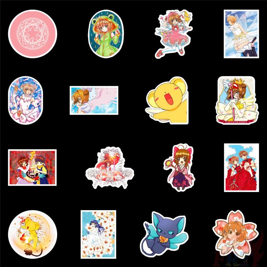 Set 100 miếng dán trang trí hình nhân vật Sakura dễ thương