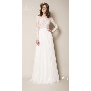 Maxi trắng tay dài phối ren