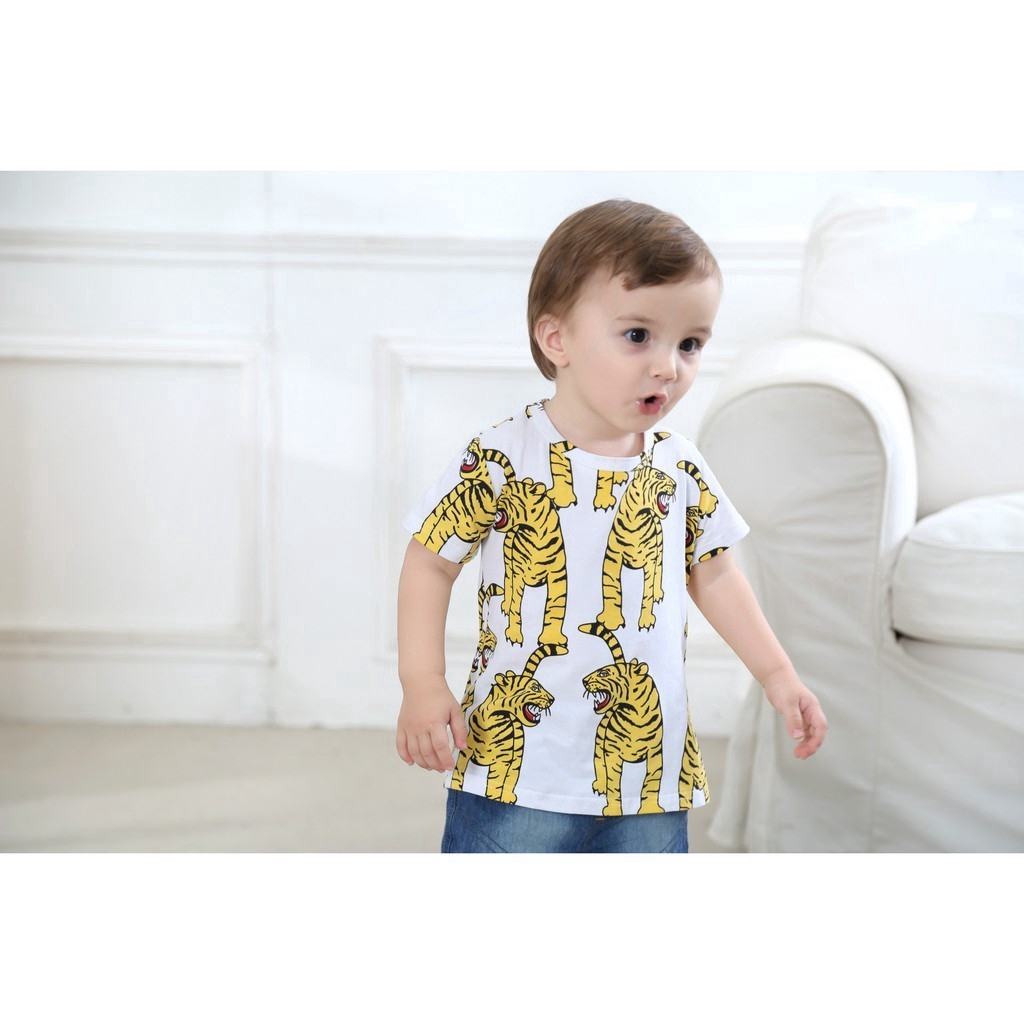 Áo cho bé trai T Shirt bông Tops Tiger Printing Kids Shirt